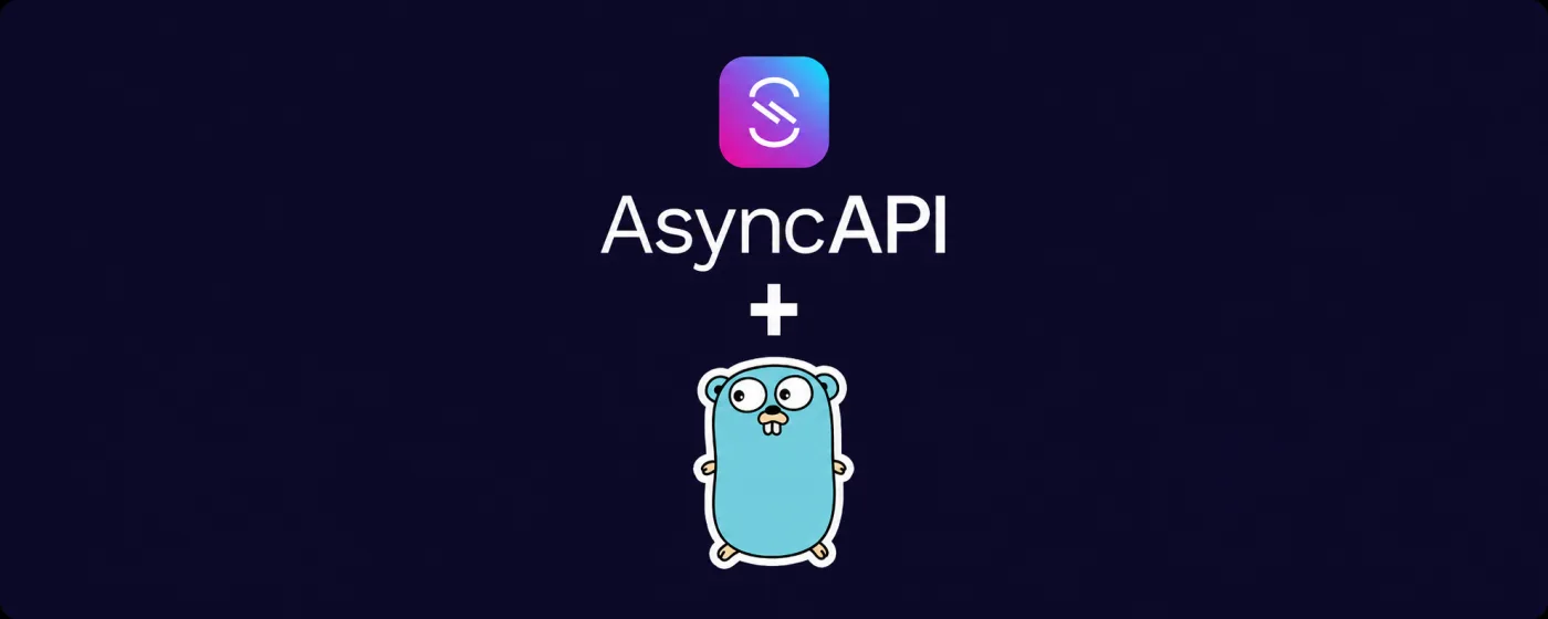 The AsyncAPI mark above the Go gopher