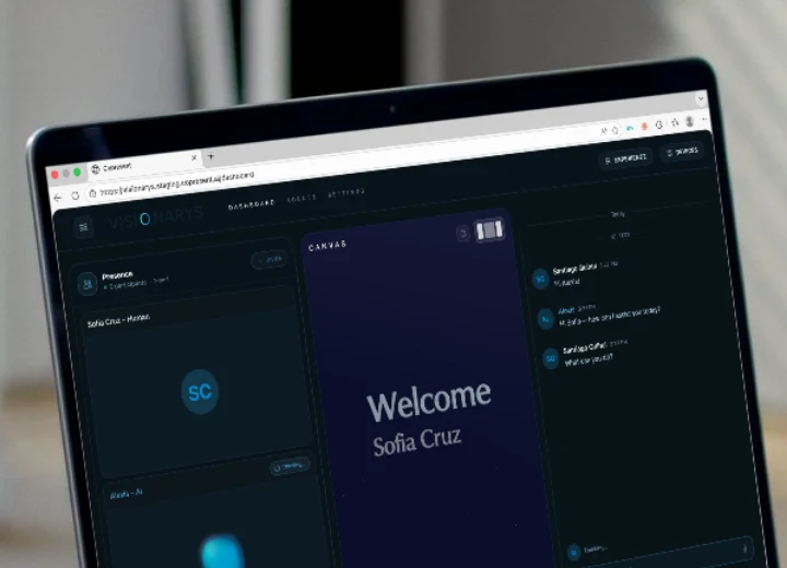The CoPresent dashboard welcoming a team member into a shared canvas